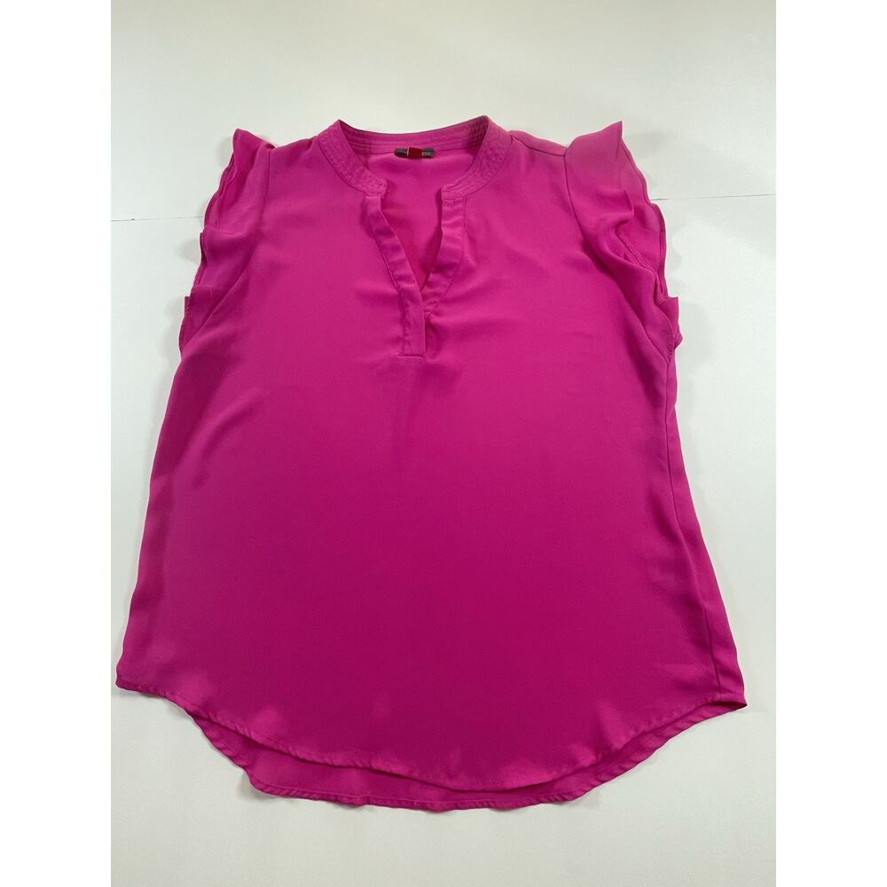 Vince Camino Ruffle Sleeve Blouse In Fuscia Pink
